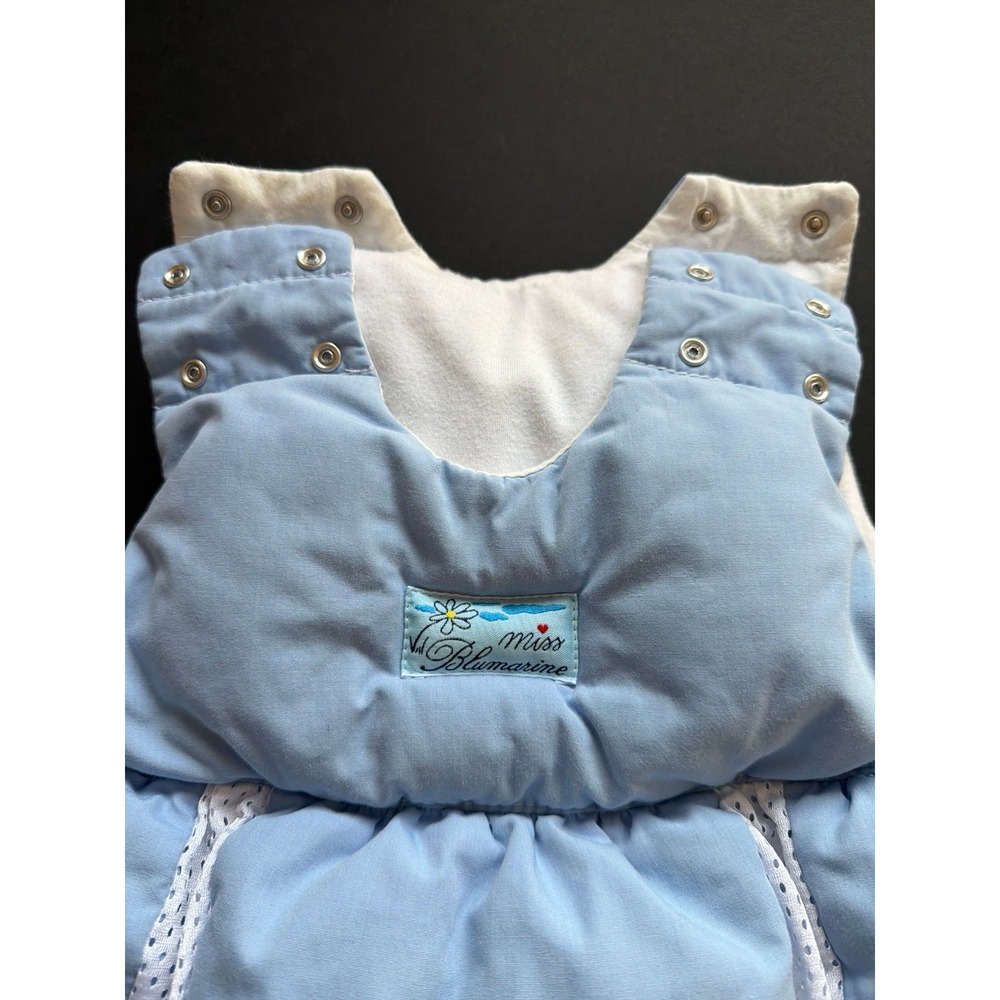 Miss Blumarine Baby Blue Quilted Bunting Bag Stroller Sleep Sack Lace Trim